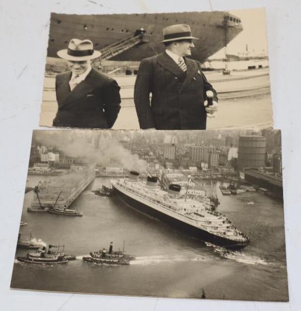 Group Of 2 Black And White Ship Photos Printed On Cardstock: Largest is 6.5x5