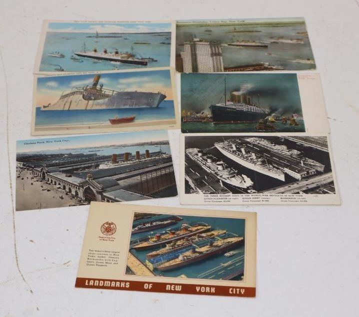 Group Of 7 Different Early Ocean Liner Postcards: 5.5x3.75 Each