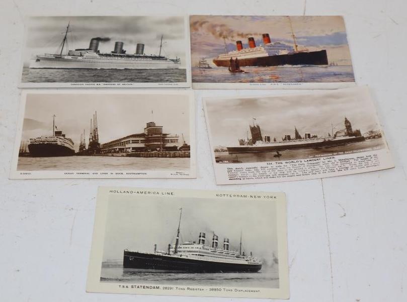 Group Of 5 Different Early Ocean Liner Postcards: 5.5x3.75 Each