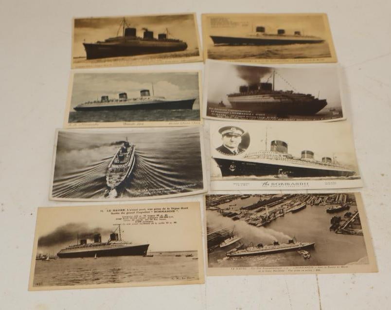 Group Of 8 Different Early Black And White Ocean Liner Postcards: 5.5x3.5 Each