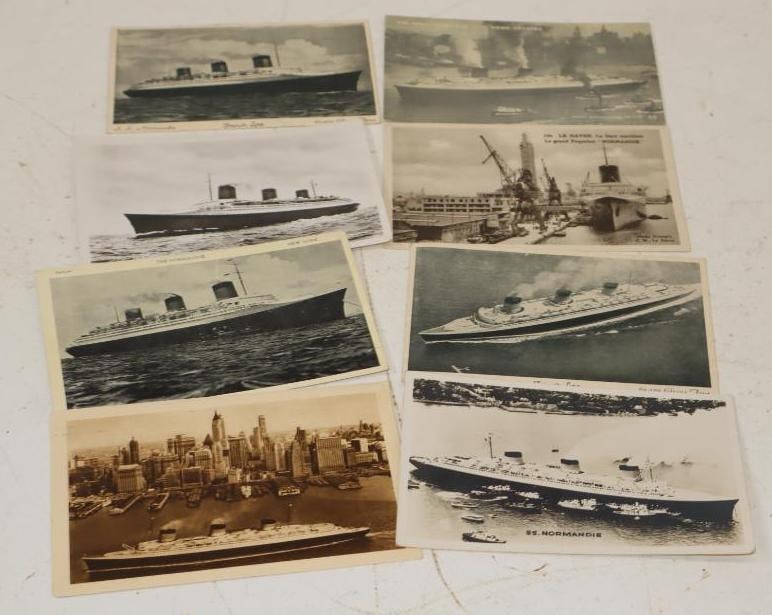 Group Of 8 Different Early Black And White Ocean Liner Postcards: 5.5x3.5 Each