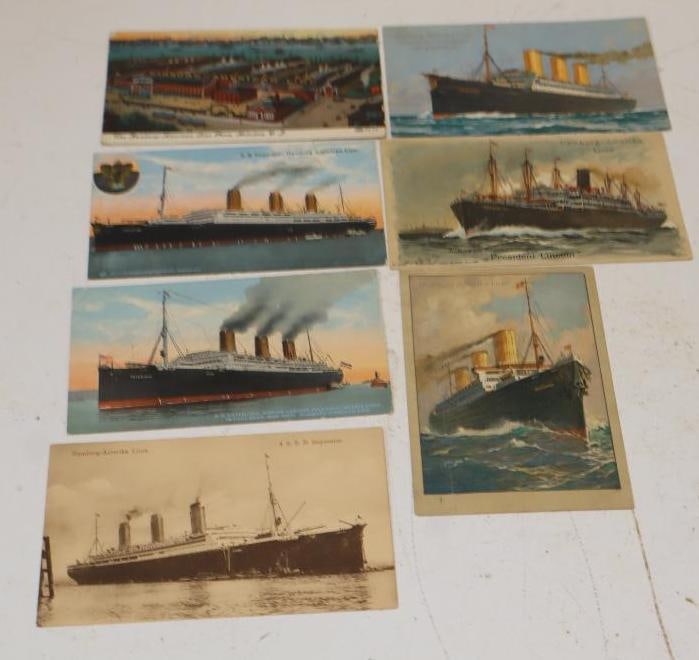 Group Of 7 S.S. Imperator Hamburg Ocean Liner Postcards: 5.5x3.5 Each