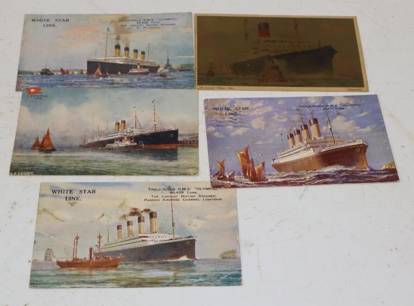 Group Of 5 White Star Line Early Ocean Liner Postcards: 5.5x3.5 Each