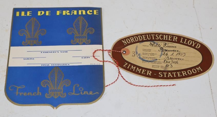 Group of 2 Ile De France And Norddeutscher Lloyd Ocean Liner Luggage tags (1 of 4)