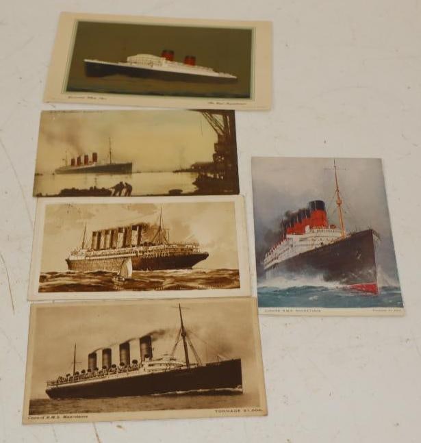 Group Of 5 Mauretania Ocean Liner postcards: Largest Is 6.5x4.25