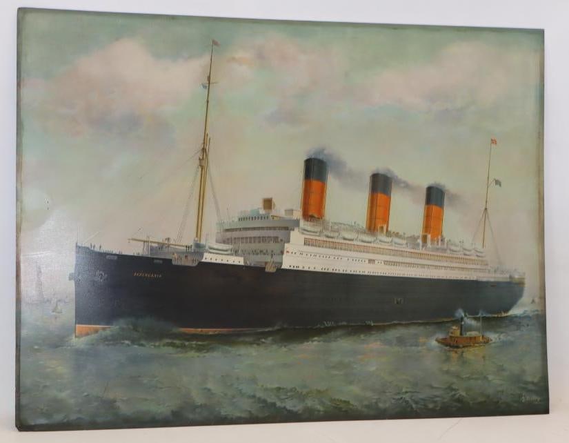 1924 Tin Litho Of The Berengaria Ocean Liner: 40x30