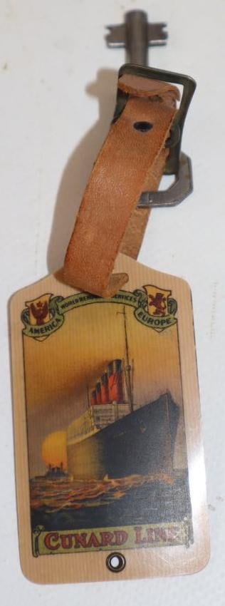 Cunard Line Luggage Tag with Key: 1.5" x 5"