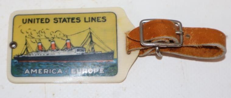 United States Lines Graphic Luggage Tag: 4" x 1.5"