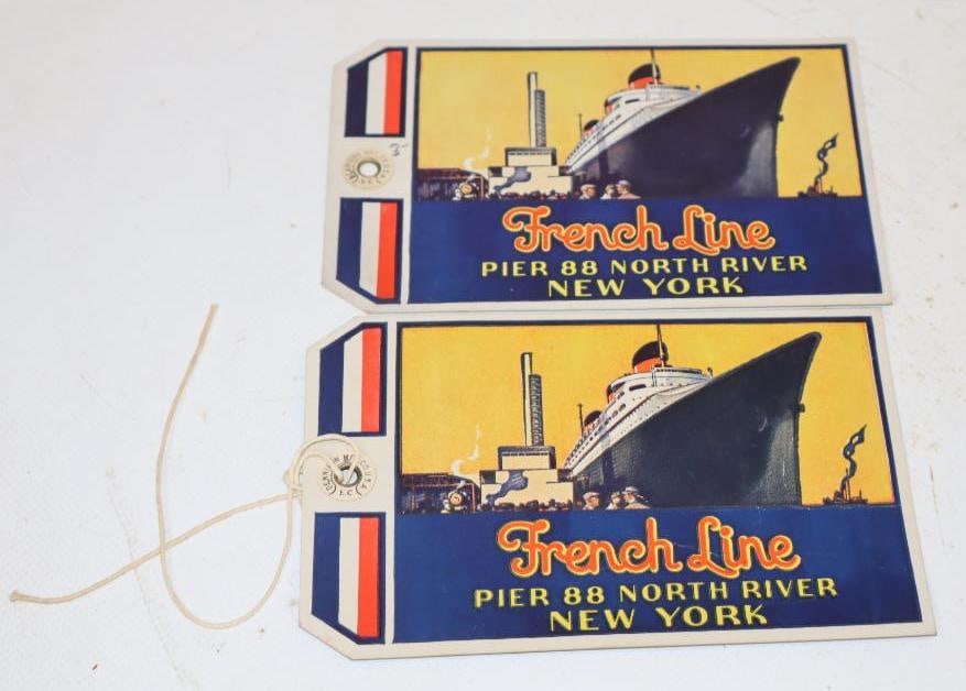 Group Of 2 French Line Ocean Liner Baggage Tags: 5.75x3.75 Each