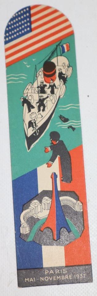 1937 FrenchAmerican Ocean Liner Exposition Book Mark Advertisement: 2x7