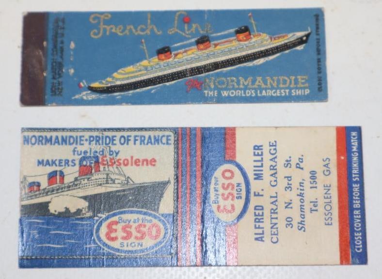 Group Of 2 Normandie Ocean Liner Advertising Matchbooks: Largest Is 1.75x3.75