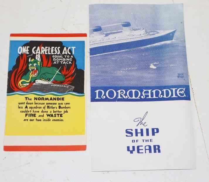 Group Of 2 Normandie Ocean Liner Brochures: Largest Is 3.5x6.25