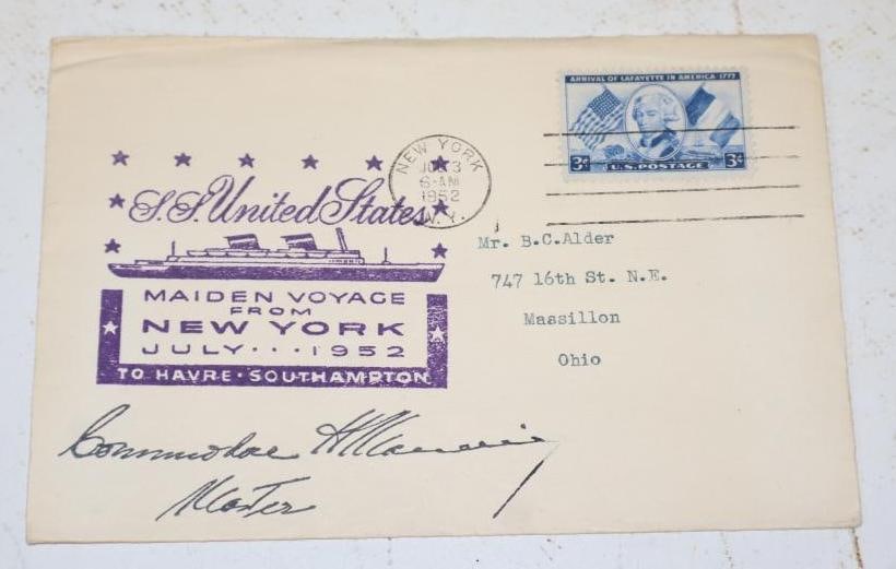Maiden Voyage Of The S.S. United States Ocean Liner 1953 Postal Stamp: 6.25x4.25
