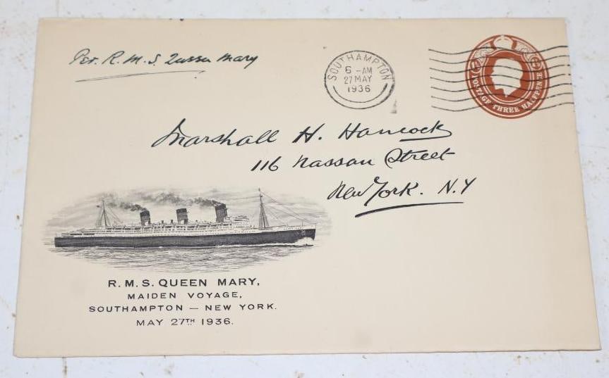 !936 R.M.S. Queen Mary Ocean Liner advertising Envelope: 6.25x4.25