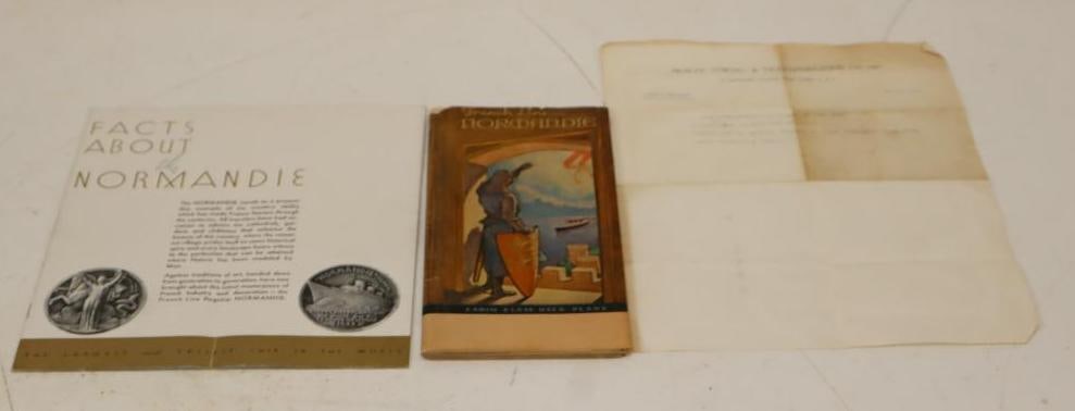 Group Of 3 Normandie Ocean Liner Brochure Books And Letter: Largest Is 8.5x11