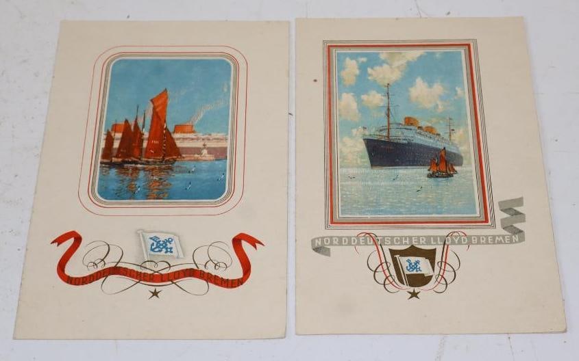 Group Of 2 Norddetscher Lloyd Bremen Ocean Liner Menus: 5x8 Each