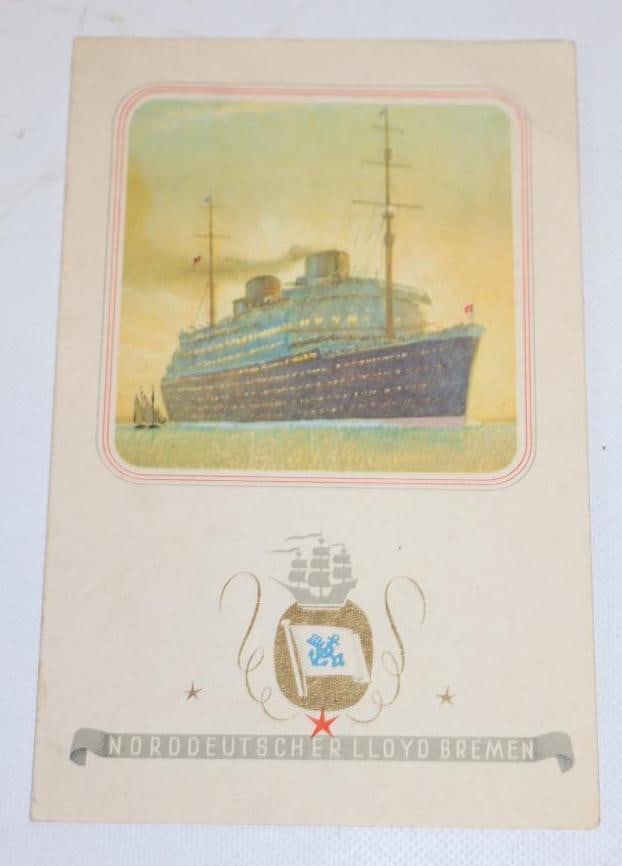 Norddetscher Lloyd Bremen Ocean Liner Menu: 5x8