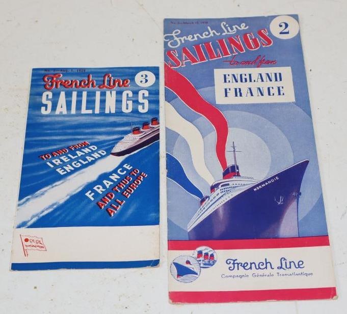 Group Of 2 French Line Saling Late 30s Travel Brochures: Largest Is 4x9