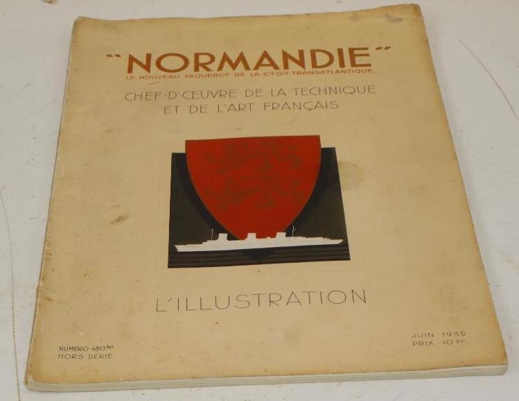 1935 L'Illustration French Magazine Book With Normandie Ocean Liner On Cover: 11.5x15