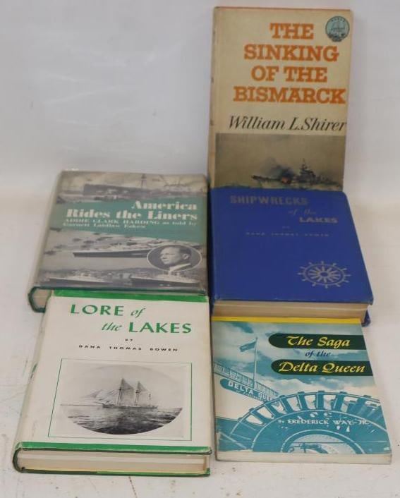 Group Of 5 Shipwreck And Other Maritime Hardbound Books: Largest Is 6.5x7.5