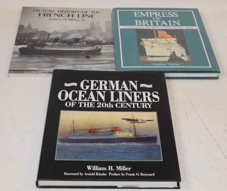 Group Of 3 French, German, And GB Ocean Liner Hardbound Books: Largest Is 9.5x12