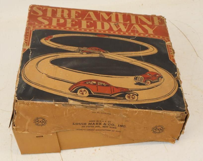 Marx Tin Litho Streamline Speedway In Original Box: 12x12x3