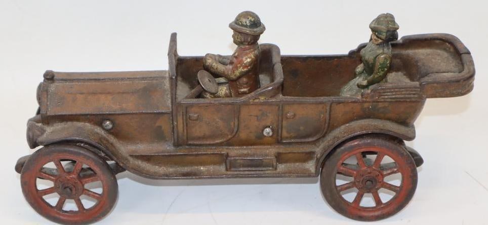 1920's Cast Iron Touring Car with Driver & Female Passenger (1 of 5)