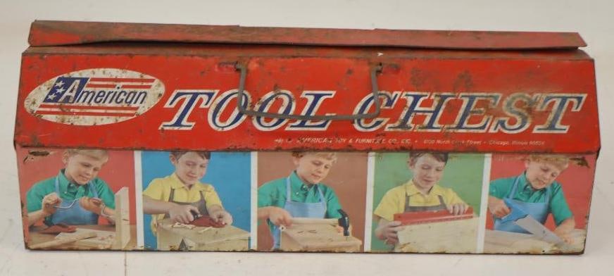 American Toy Tin Litho Tool Chest: 5.5x16x5.5
