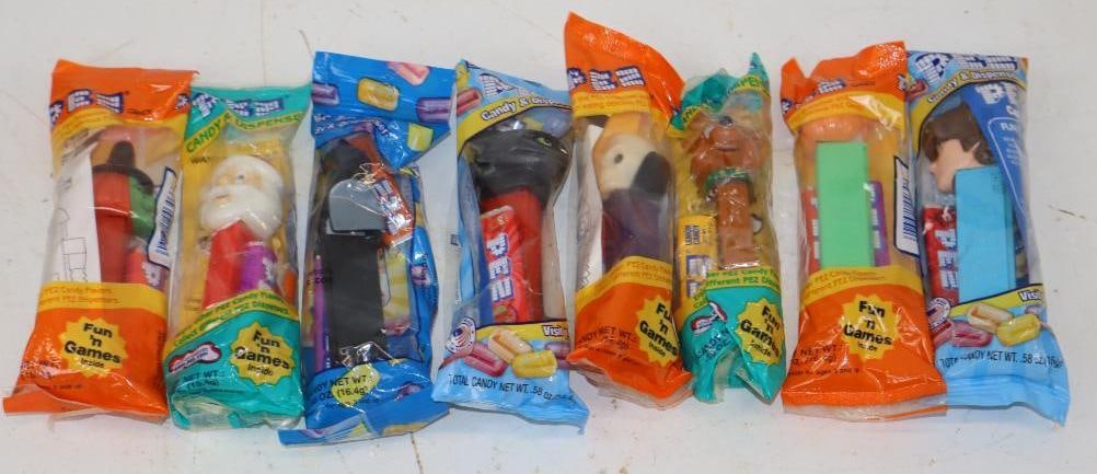 Group of 9 Holiday and Character Pez Dispensers in Original Packaging: 7x2.5x1 Each