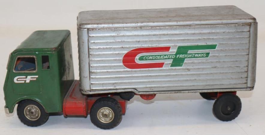 Consolidated Freightways Tin Litho Friction Semi Truck: 12x3.5x5
