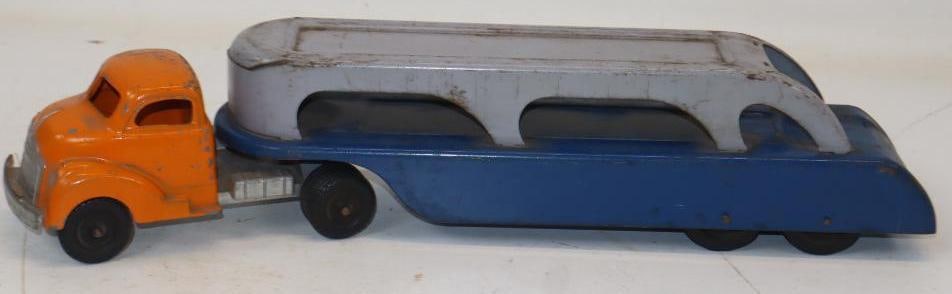 1950s Pressed-Steel Car Carrier Semi Truck: 20x3.5x4