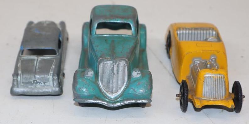 Group of 3 Tootsie and Hubley Metal Toy Cars: Largest is 3.5x2.5x2