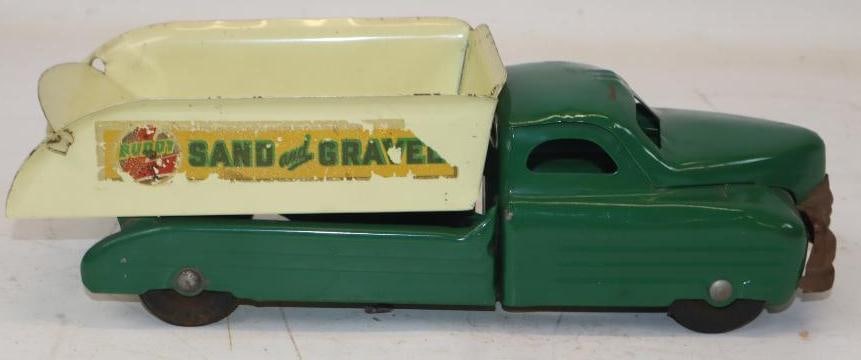 Buddy L Sand and Gravel Pressed-Steel Dump Truck: 13x5x4