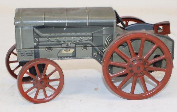 Tin Litho Bavaria Friction Toy Tractor: 3.25x7x4