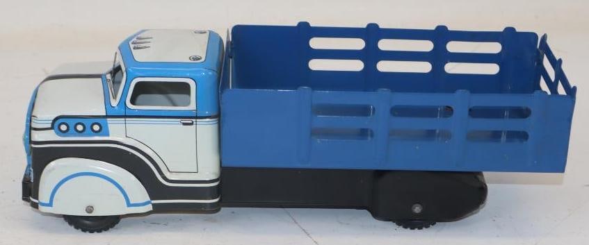 Tin Litho Toy Stake Bed Truck: 13.5x4.5x5