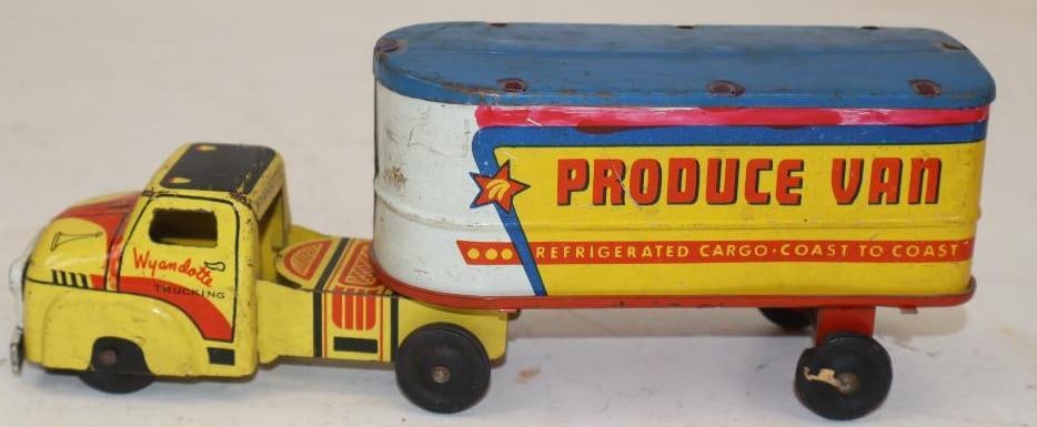 Wyandot Tin Litho Produce Van Semi Truck: 8.5x2.25x3