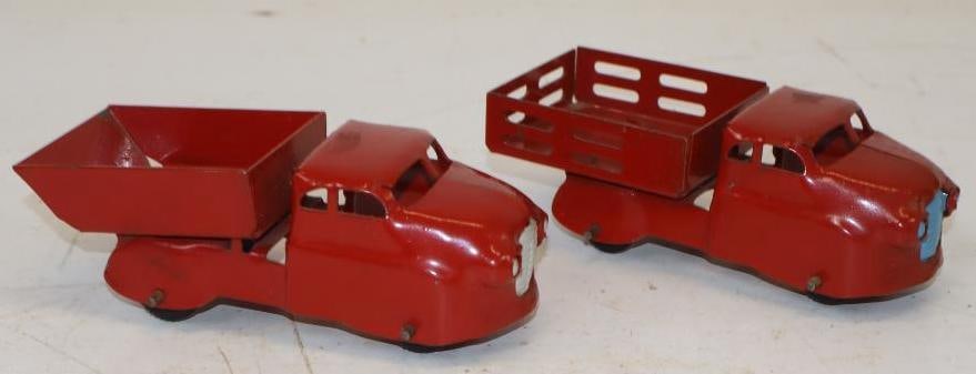 Group of 2 Pressed-Steel Stake Bed Trucks: 6x2.5x2 Each