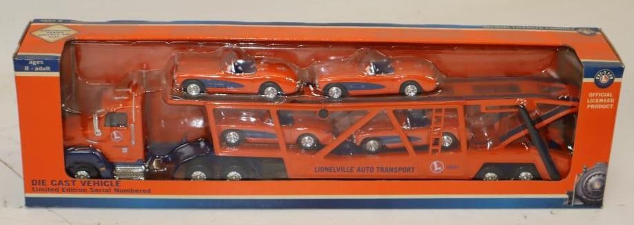 Lionel Die Cast Transport Truck With 4 Cars In Original Box: 18.5x5x3