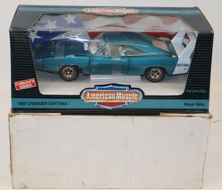 1969 American Muscle Dodge Charger Daytona 1/18 Diecast Race Car In Original Box (Teal&White): 14.5x7x6