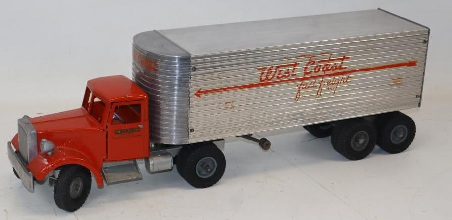 Smith Miller West Coast Pressed Steel Semi Truck Smitty Toys: 26x6x8.5