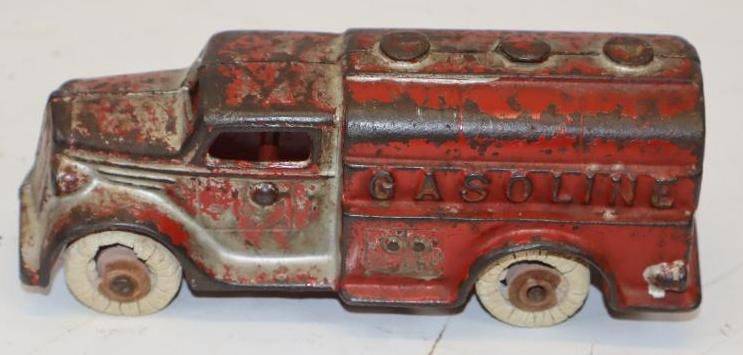 AC Williams Cast Iron Gasoline Tanker Truck With Rubber Wheels: 7x3x3