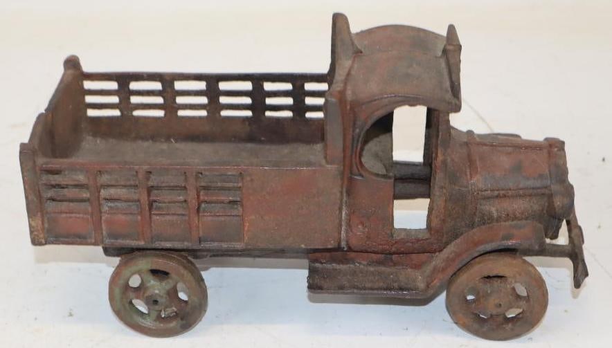 AC Williams Cast Iron Stake Bed Toy Truck: 10x4x5