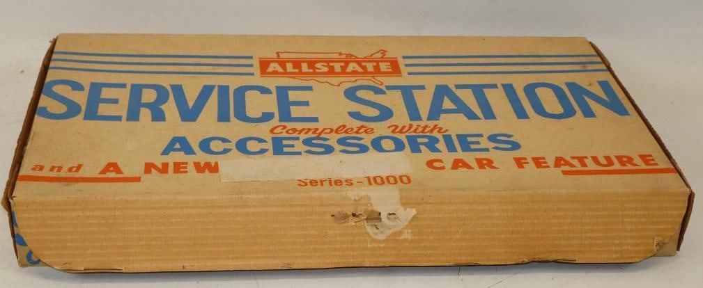 Allstate Service Station With Friction Car Feature In Original Box: 27x15x3 Appears to Be Complete