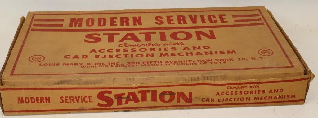 Marx Modern Tin Litho Service Station In Original Box: 27.5x15.5x3 Appears to Be Complete