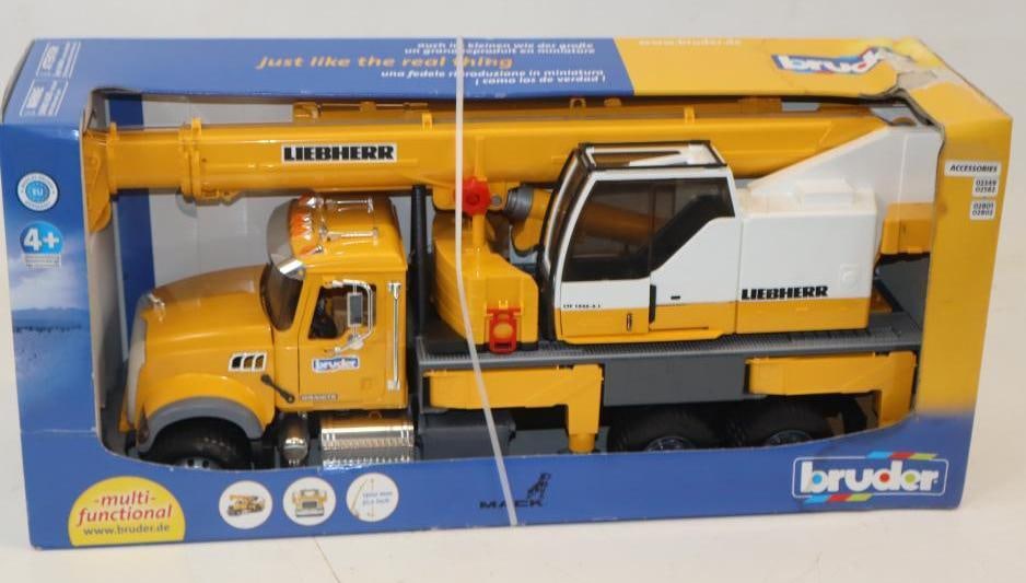 Bruder Liebherr Crane Truck In Original Box: 26x8x12 Box Has Some Water Damage