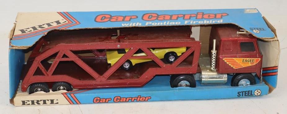 Ertl Car Carrier With Pontiac Firebird In Original Box: 23x7x6
