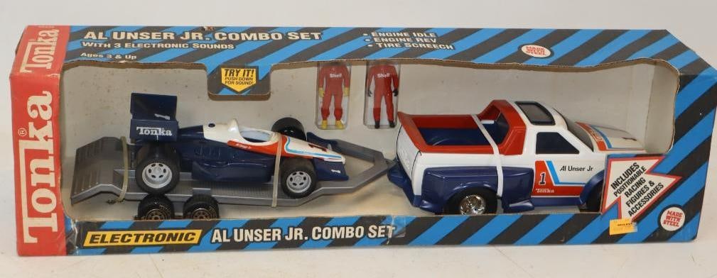Tonka Unser Jr Race Team Combo Set In Original Box: 31x8x7 Box Has Tape Repairs