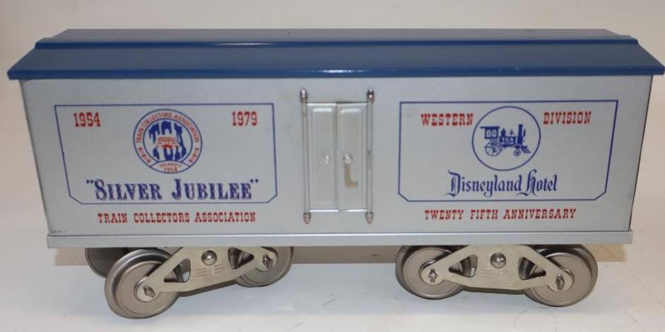 McCoy Standard Gauge 1979 "Silver Jubilee" Disneyland Hotel Box Train Car: 12" x 3.5" x 5"