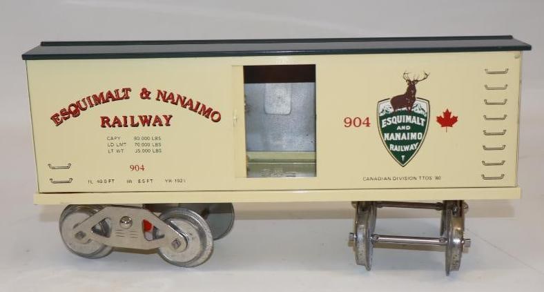 McCoy Standard Gauge Esquimalt & Nanaimo Railway Box Train Car: 12" x 3.5" x 5"