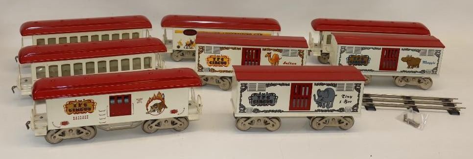 Group Of 8 TPC Circus McCoy Standard Gauge Train Cars: Largest Is 15"x 4" x 5.5"